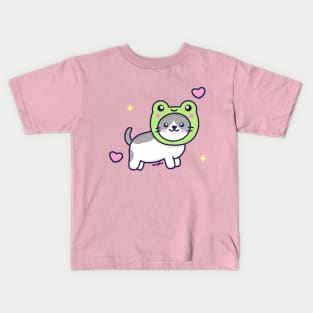 Kitty with a frog hat Kids T-Shirt